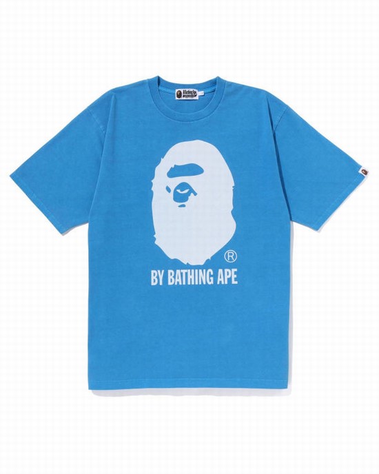 Blue Bape Overdyed By Bathing Ape Relaxed Men's T Shirts | ZA-56710