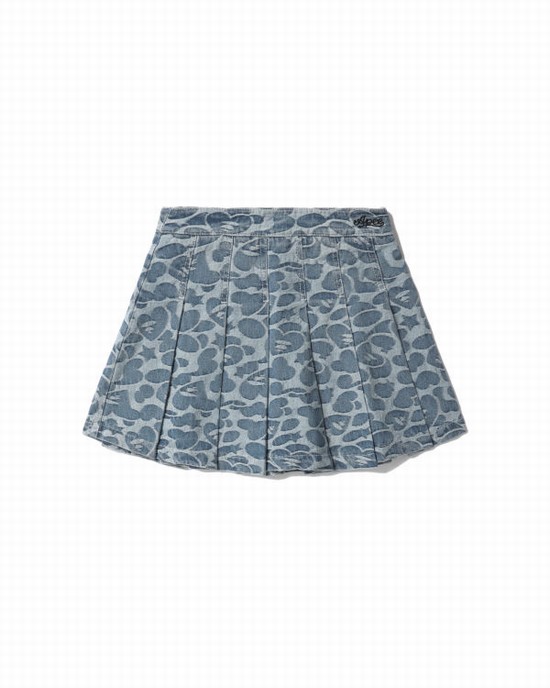 Blue Bape Pattern pleated mini Women's Skirts | ZA-63570