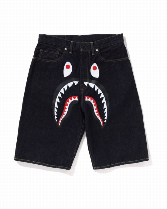 Blue Bape Shark Denim Men's Shorts | ZA-86314