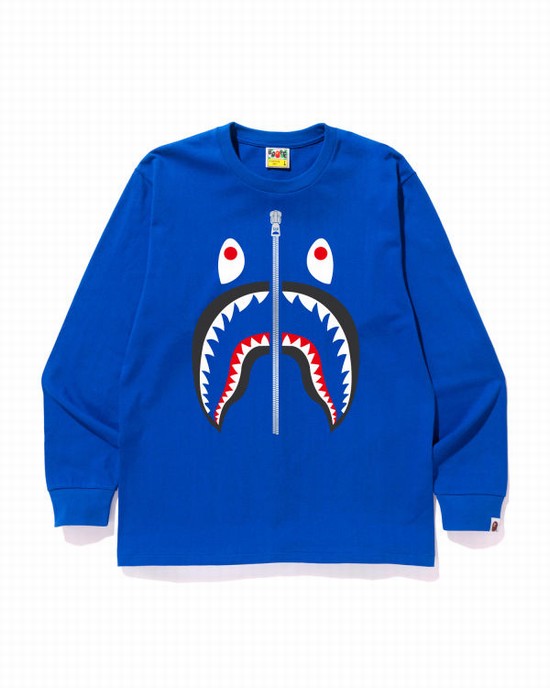 Blue Bape Shark Men's T Shirts | ZA-45863