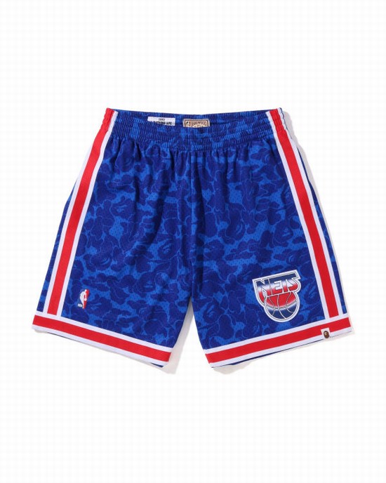 Blue Bape X M&N Brooklyn Nets Jersey Men's Shorts | ZA-75698