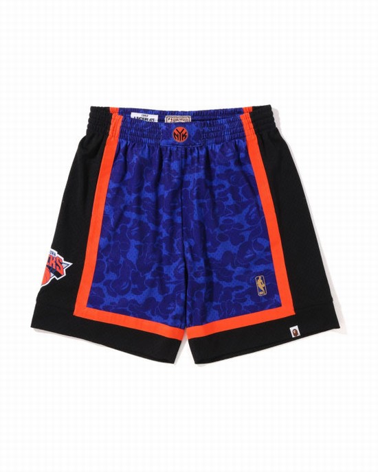 Blue Bape X M&N New York Knicks Jersey Men's Shorts | ZA-83105