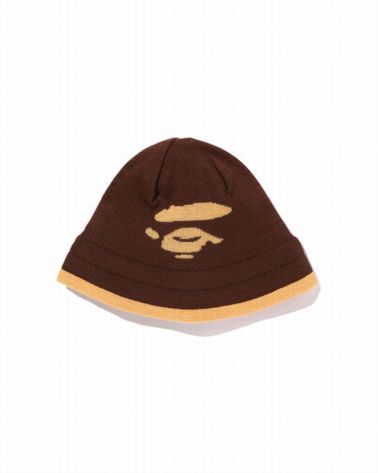 Brown Bape APE Face Women's Hats | ZA-83971