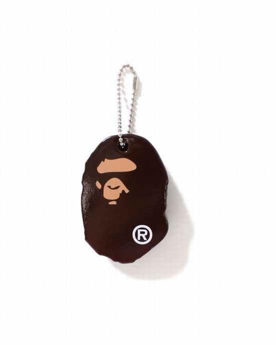 Brown Bape Ape Head Men's Key Rings | ZA-18097