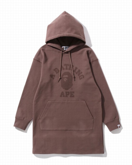 Brown Bape Ape Head One Point Onepiece Women's Dress | ZA-51698