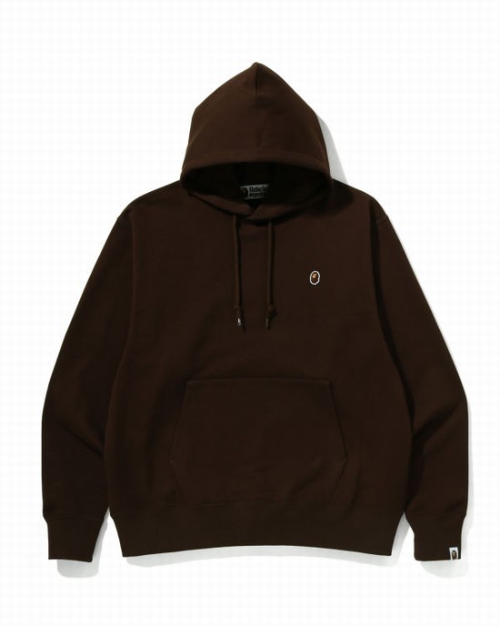 Brown Bape Ape Head One Point Relaxed Fit Pullover Men's Hoodie | ZA-35792