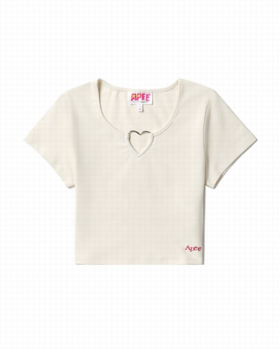 Cream Bape Heart-shaped metal ring Women's Blouse | ZA-08195