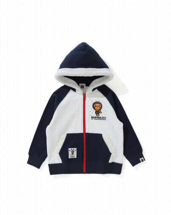 Dark Blue Bape Milo Star Zip Kids' Hoodie | ZA-21076