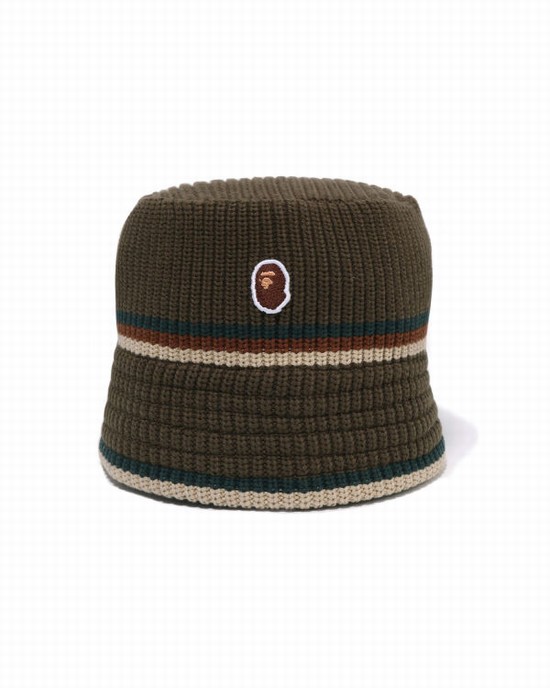 Dark Khaki Bape Ape Head One Point Crusher Men's Hats | ZA-45298