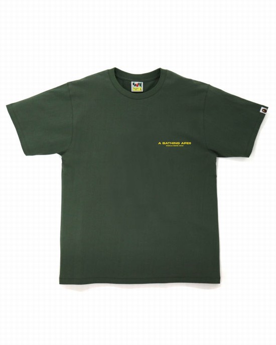 Deep Green Bape A Bathing Ape Line Camo Men's T Shirts | ZA-79308