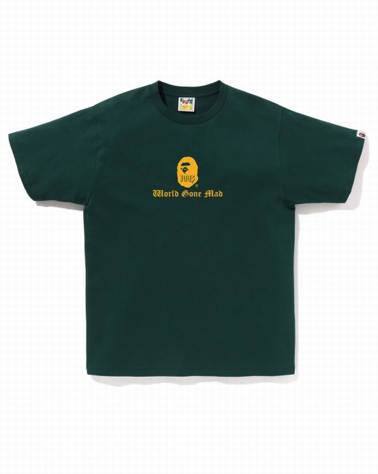 Deep Green Bape A Bathing Ape Logo Men's T Shirts | ZA-06843