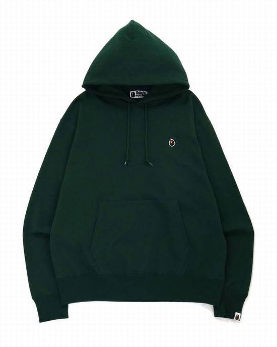 Deep Green Bape Ape Head One Point Relaxed Fit L/S Men's Hoodie | ZA-38794