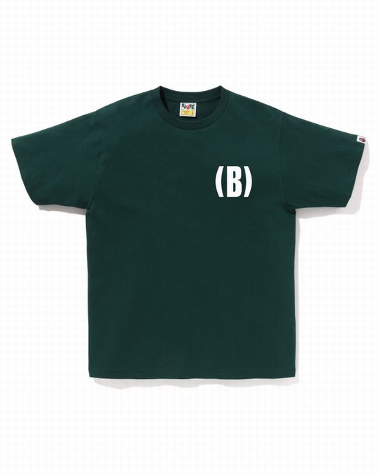 Deep Green Bape B One Point Men's T Shirts | ZA-86345