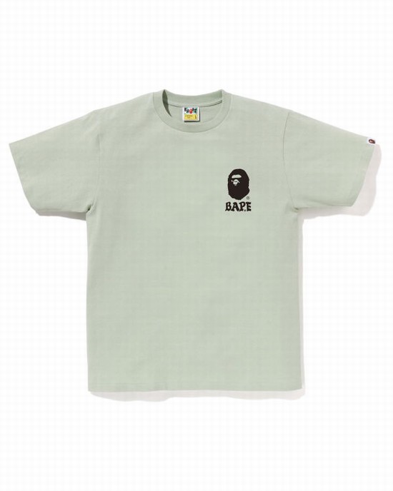 Deep Green Bape Japan Culture Lettered Men's T Shirts | ZA-41685