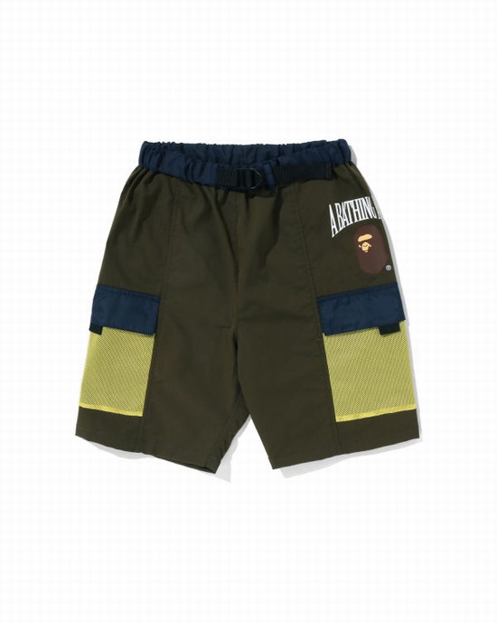 Deep Green Bape Mesh Pocket Kids' Shorts | ZA-16590