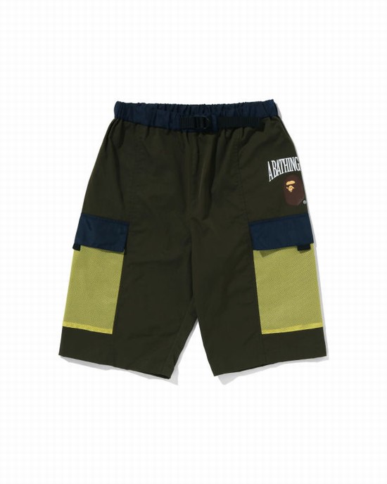 Deep Green Bape Mesh Pocket Kids' Shorts | ZA-58196