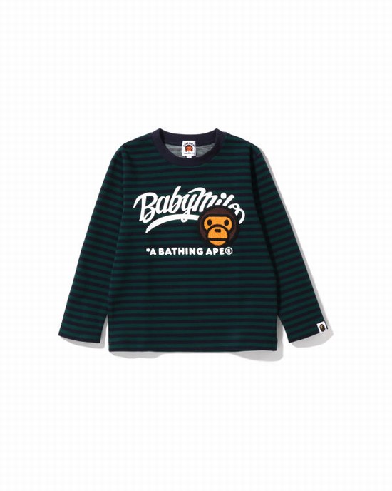 Deep Green Bape Milo Patch Hoop Crewneck Kids' Sweatshirts | ZA-98710