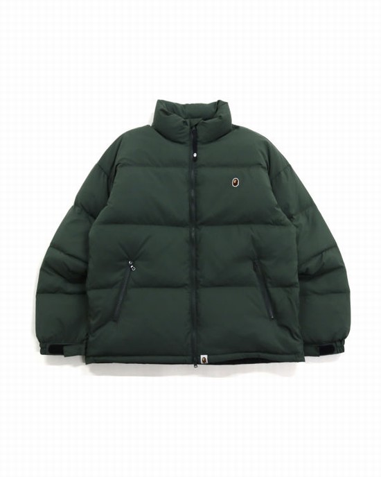 Deep Green Bape One Point Loose Fit Men's Down Jackets | ZA-39478