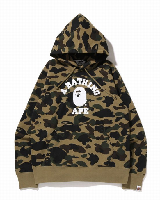 Green Bape 1st Camo College Pullover Men's Hoodie | ZA-50214