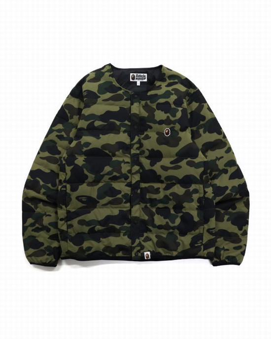 Green Bape 1st Camo Light Weight Men's Down Jackets | ZA-27158