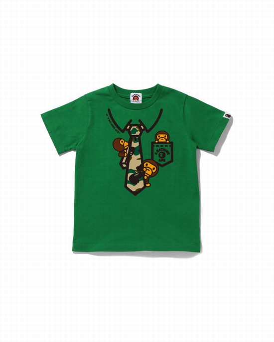 Green Bape 1st Camo Milo Neck Print Kids' T Shirts | ZA-27548