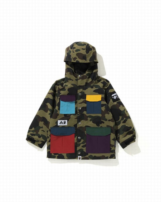 Green Bape 1st Camo Mountain Kids' Jackets | ZA-16539