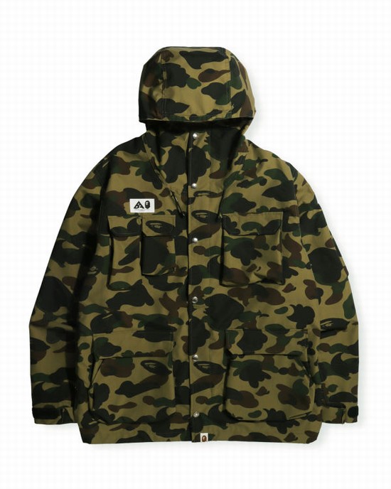 Green Bape 1st Camo Mountain Men's Parka | ZA-25143