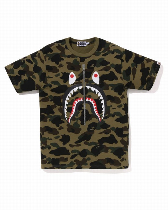 Green Bape 1st Camo Shark Men's T Shirts | ZA-73498