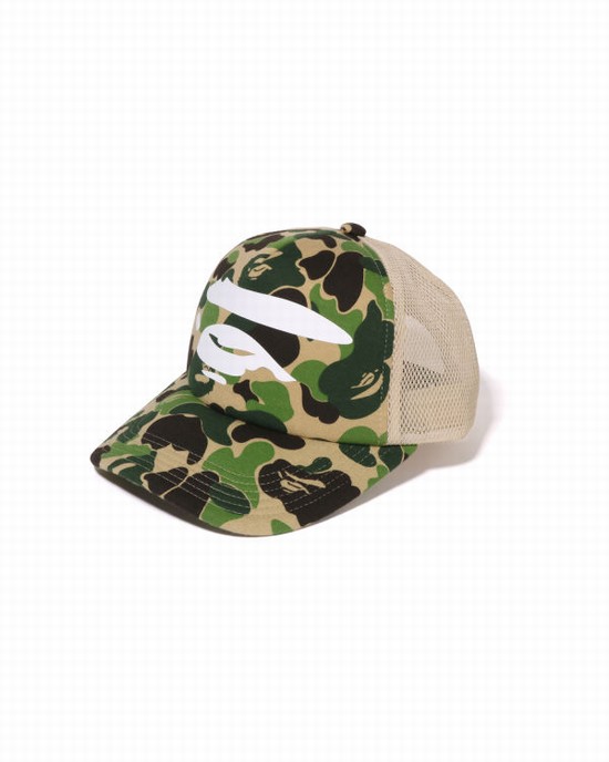 Green Bape ABC Camo Ape Face Mesh Men's Caps | ZA-61950