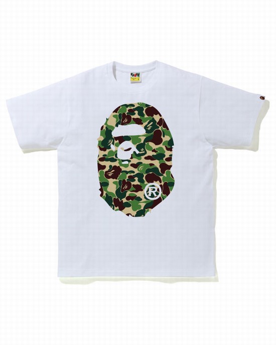 Green Bape ABC Camo Big Ape Head Men's T Shirts | ZA-69783