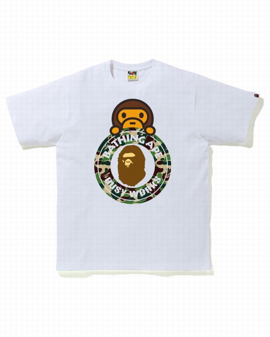 Green Bape ABC Camo Milo On Busy Work Men's T Shirts | ZA-17296