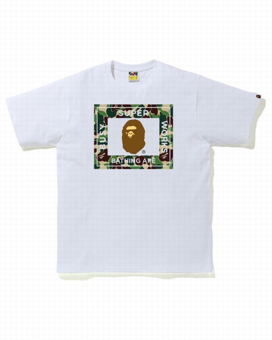 Green Bape ABC Camo Super Busy Works Men's T Shirts | ZA-46108