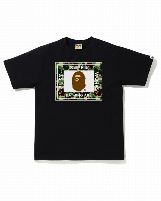 Green Bape ABC Camo Super Busy Works Men's T Shirts | ZA-57468