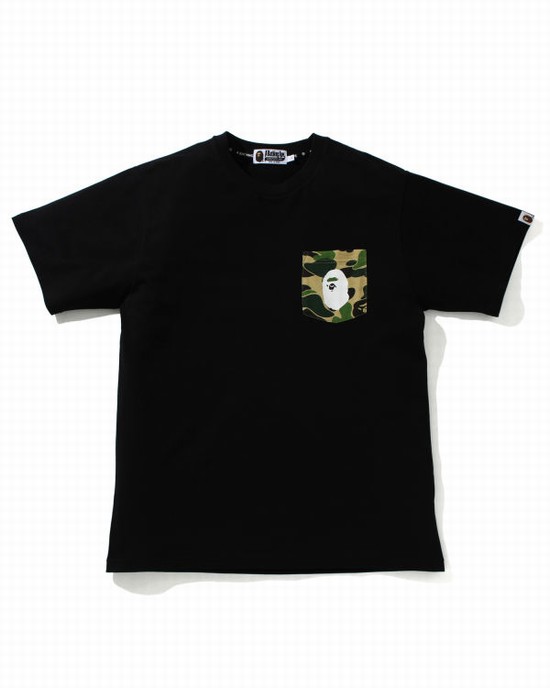 Green Bape ABC Camo pocket Men's T Shirts | ZA-20458