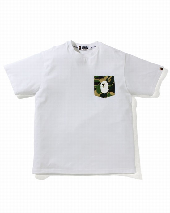 Green Bape ABC Camo pocket Men's T Shirts | ZA-46052