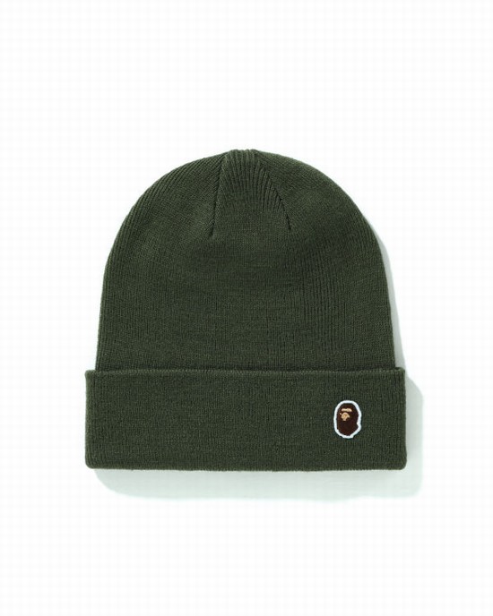 Green Bape Ape Head One Point Men's Caps | ZA-16759