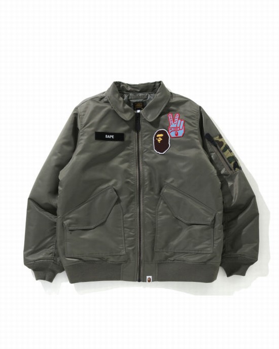 Green Bape CWU-45 Men's Jackets | ZA-89250