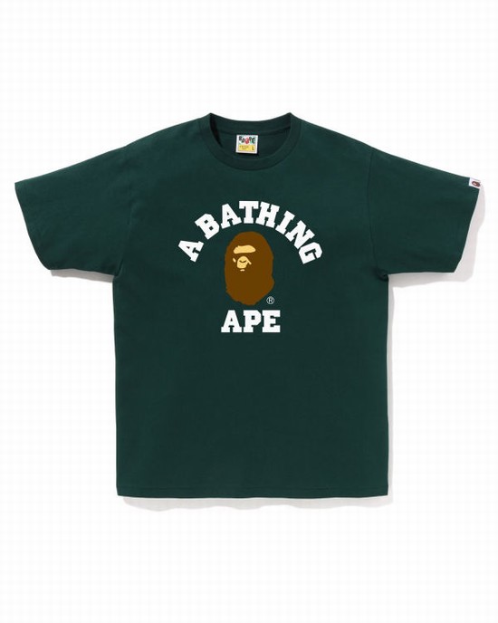 Green Bape College Men's T Shirts | ZA-68935