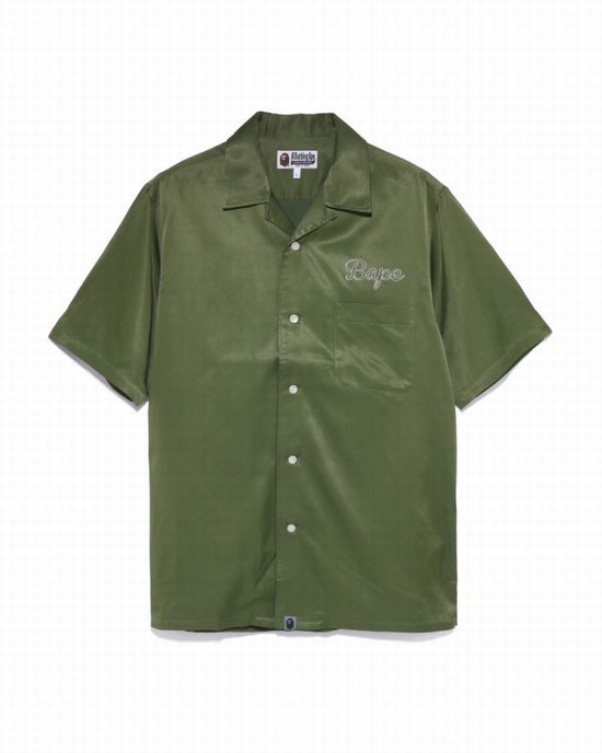 Green Bape Japan Culture Open Collar Men's Shirts | ZA-76480