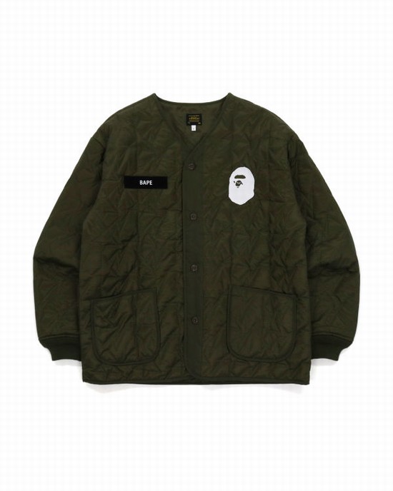 Green Bape Military Patch Liner Men's Jackets | ZA-46875