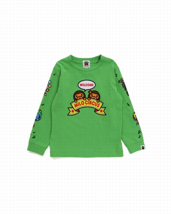 Green Bape Milo Circus L/S Kids' T Shirts | ZA-46915