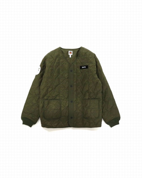 Green Bape Multi Patch STA Quilted Kids' Jackets | ZA-15270