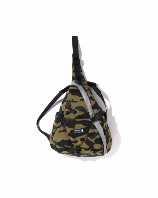 Green Bape Porter 1st Camo One Men's Shoulder Bags | ZA-80597