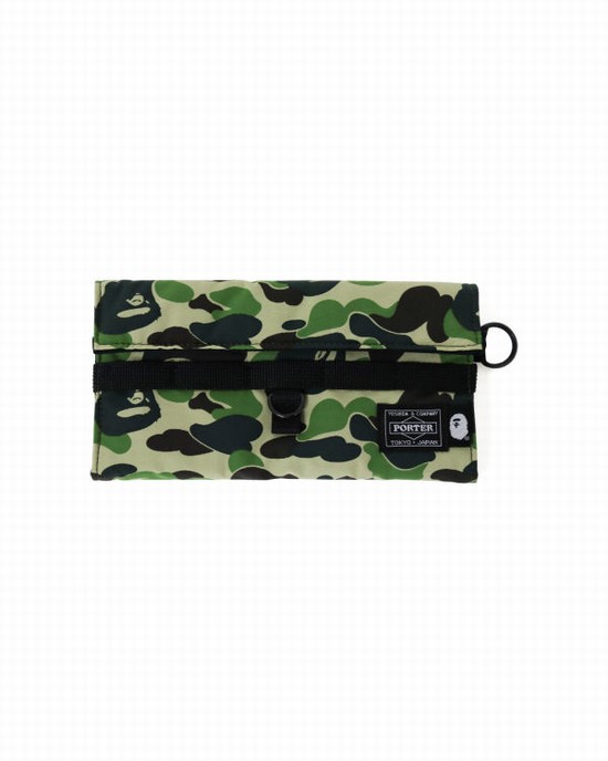 Green Bape Porter ABC Camo Long Men's Wallets | ZA-21470