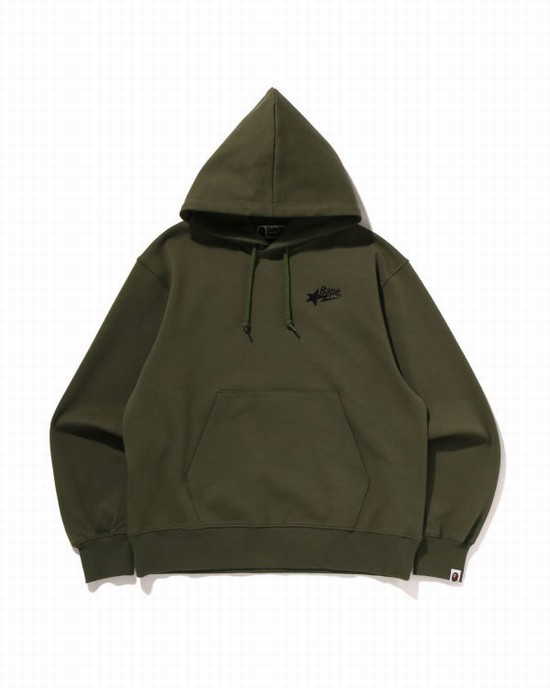 Green Bape STA Logo Relaxed Fit Pullover Men's Hoodie | ZA-23947