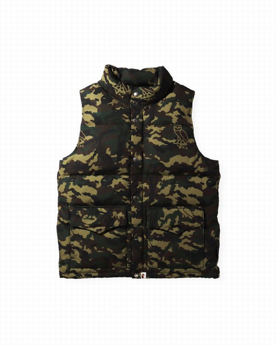 Green Bape X OVO Woodland Camo Men's Vest | ZA-80457