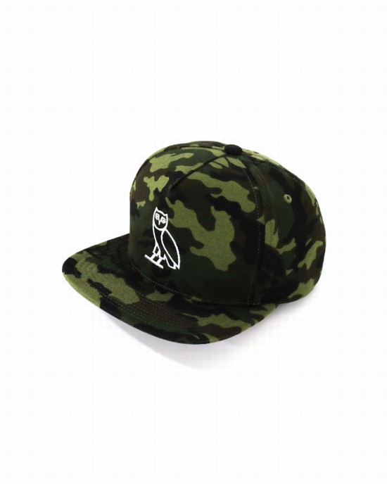 Green Bape X OVO Woodland Camo Snapback Men's Caps | ZA-52698