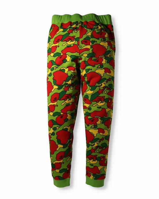 Green / Red / Yellow Bape STA Camo Men's Sweatpants | ZA-68415