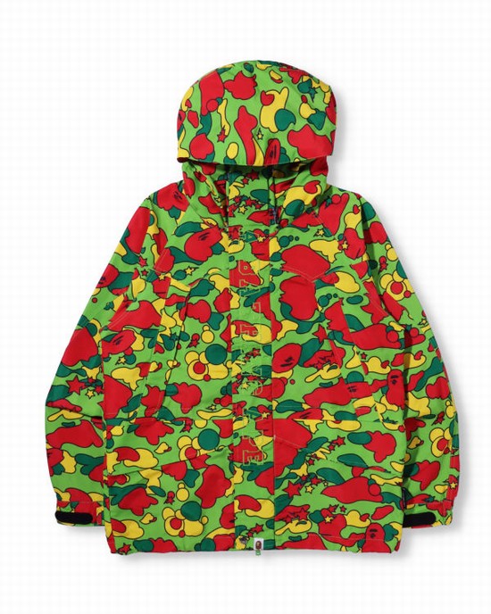 Green / Red / Yellow Bape STA Camo Snowboard Men's Jackets | ZA-87056