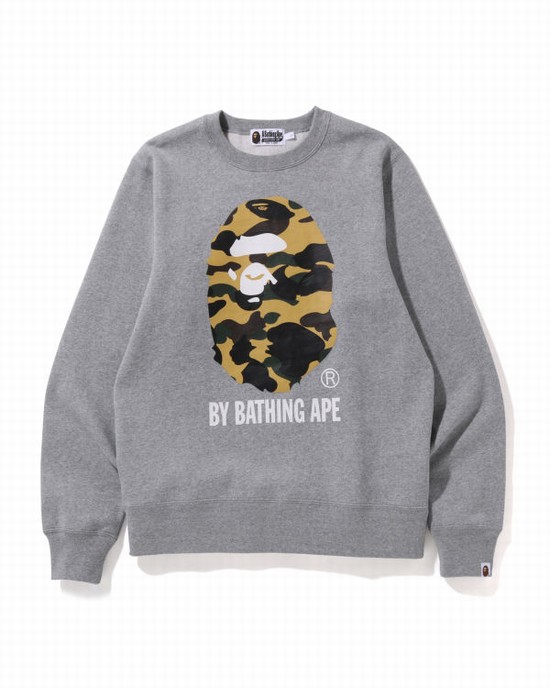 Grey Bape 1st Camo By Bathing Ape Crewneck Men's Sweatshirts | ZA-28970